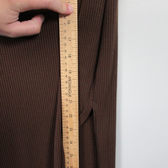 Reformation Bodycon Midi Tube Dress S Brown Ribbed Knit Minimalist Casual 314 - Picture 8 of 12